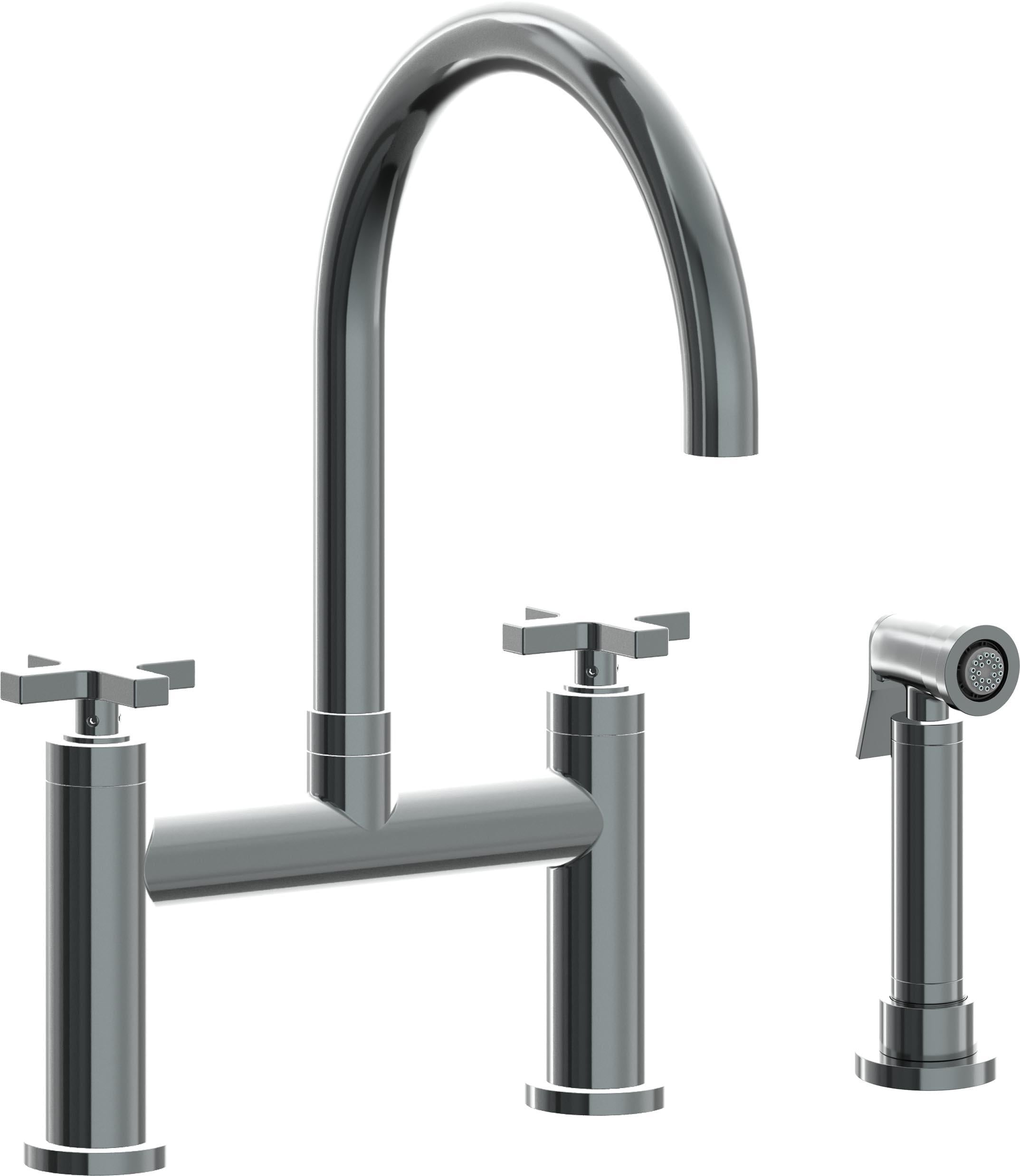 California Faucets Corsano Llave de Cocina Tipo Puente Contemporanea con Rociador Lateral - Pico en Arco - Níquel Negro