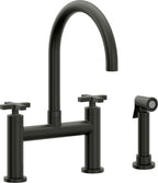 California Faucets Corsano Llave de Cocina Tipo Puente Contemporanea con Rociador Lateral - Pico en Arco - Bronce Bella Terra