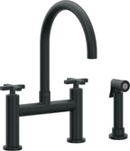 California Faucets Corsano Llave de Cocina Tipo Puente Contemporanea con Rociador Lateral - Pico en Arco - Carbón