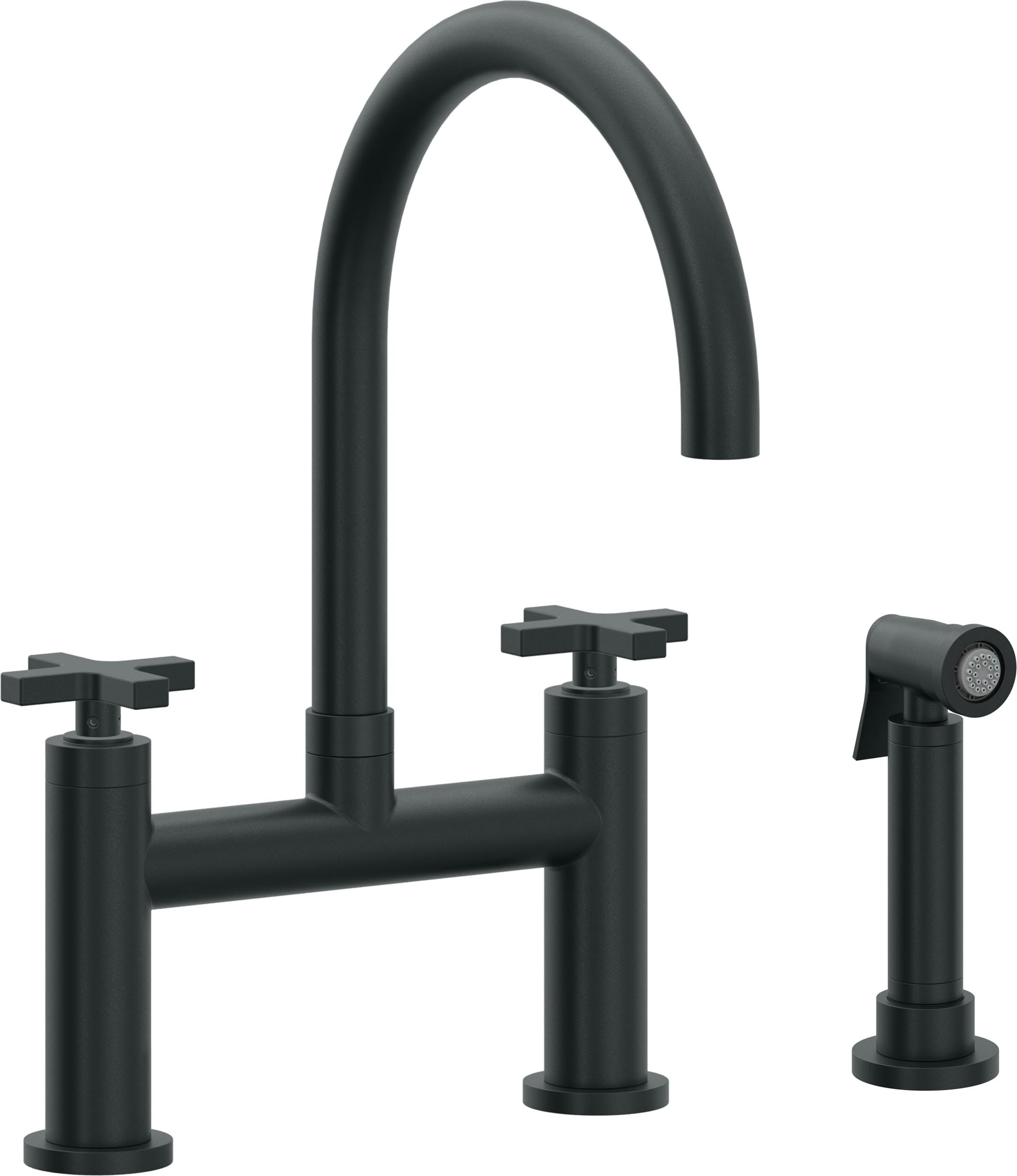 California Faucets Corsano Llave de Cocina Tipo Puente Contemporanea con Rociador Lateral - Pico en Arco - Carbón