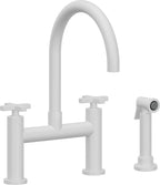 California Faucets Corsano Llave de Cocina Tipo Puente Contemporanea con Rociador Lateral - Pico en Arco - Blanco Mate