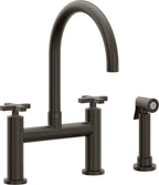 California Faucets Corsano Llave de Cocina Tipo Puente Contemporanea con Rociador Lateral - Pico en Arco - Bronce Oscuro