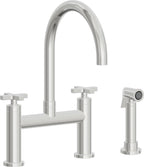 California Faucets Corsano Llave de Cocina Tipo Puente Contemporanea con Rociador Lateral - Pico en Arco - Cromo Pulido