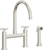 California Faucets Corsano Llave de Cocina Tipo Puente Contemporanea con Rociador Lateral - Pico en Arco - Níquel Pulido