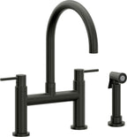 California Faucets Corsano Llave de Cocina Tipo Puente Contemporanea con Rociador Lateral - Pico en Arco - Bronce Bella Terra
