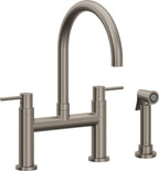California Faucets Corsano Llave de Cocina Tipo Puente Contemporanea con Rociador Lateral - Pico en Arco - Grafito