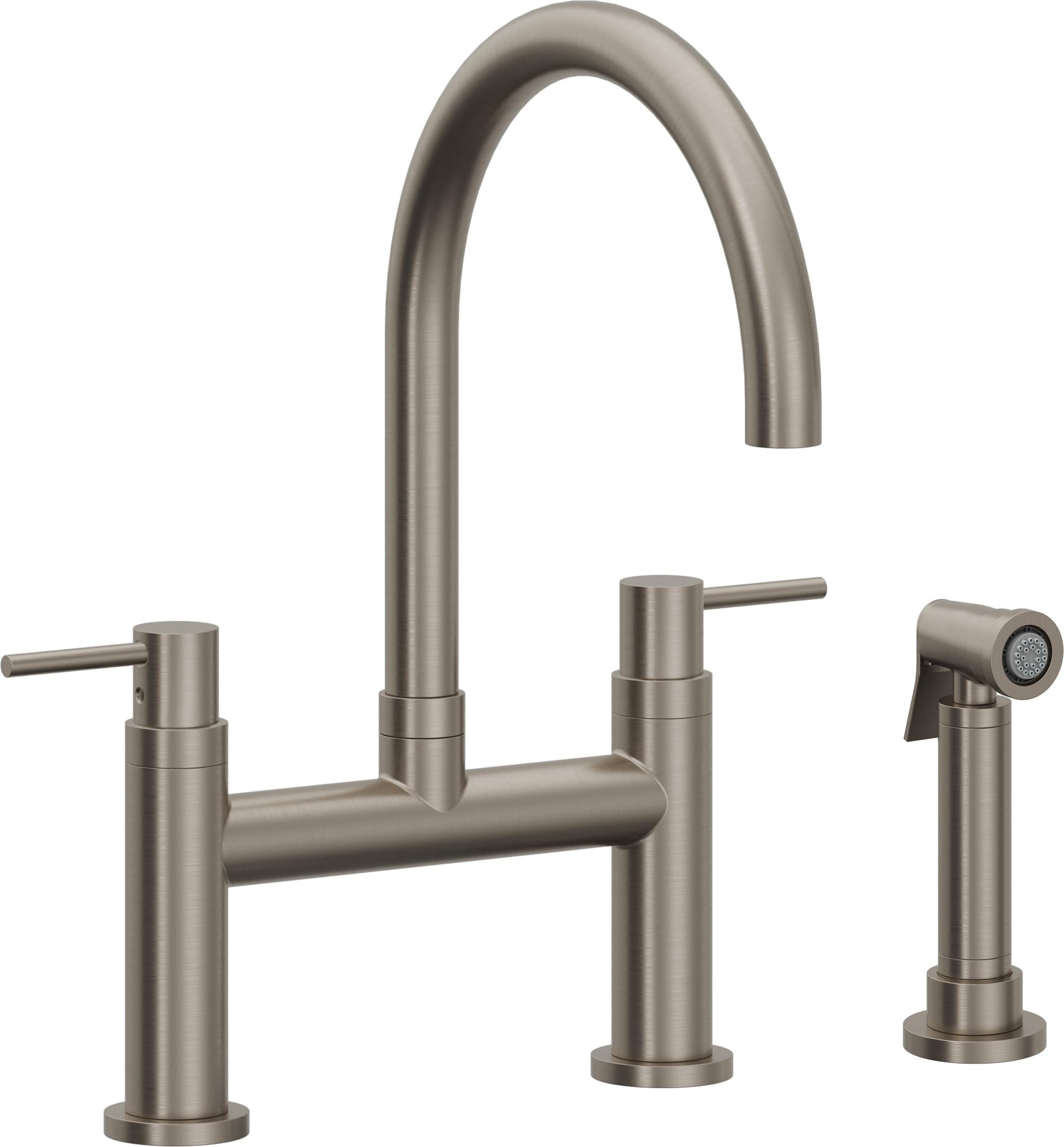 California Faucets Corsano Llave de Cocina Tipo Puente Contemporanea con Rociador Lateral - Pico en Arco - Grafito