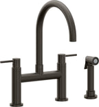 California Faucets Corsano Llave de Cocina Tipo Puente Contemporanea con Rociador Lateral - Pico en Arco - Bronce Oscuro