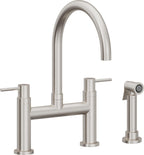 California Faucets Corsano Llave de Cocina Tipo Puente Contemporanea con Rociador Lateral - Pico en Arco - Acero Inoxidable Ultra