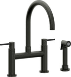 California Faucets Corsano Llave de Cocina Tipo Puente Contemporanea con Rociador Lateral - Pico en Arco - Bronce Bella Terra