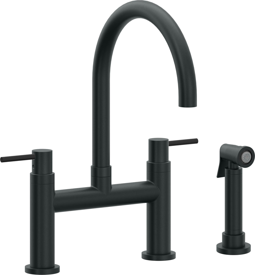 California Faucets Corsano Llave de Cocina Tipo Puente Contemporanea con Rociador Lateral - Pico en Arco - Carbón