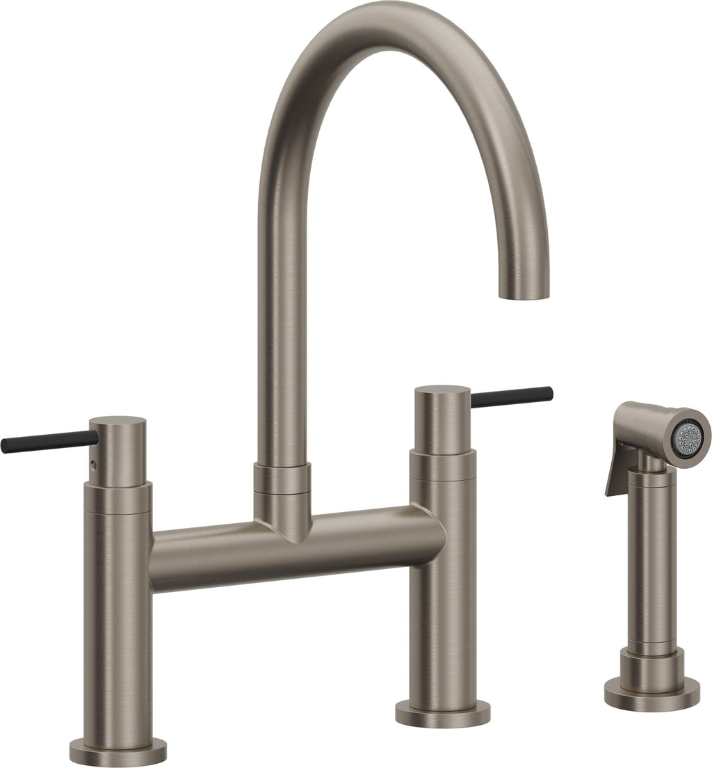 California Faucets Corsano Llave de Cocina Tipo Puente Contemporanea con Rociador Lateral - Pico en Arco - Grafito