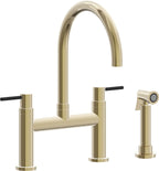 California Faucets Corsano Llave de Cocina Tipo Puente Contemporanea con Rociador Lateral - Pico en Arco - Latón Pulido
