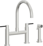 California Faucets Corsano Llave de Cocina Tipo Puente Contemporanea con Rociador Lateral - Pico en Arco - Cromo Pulido