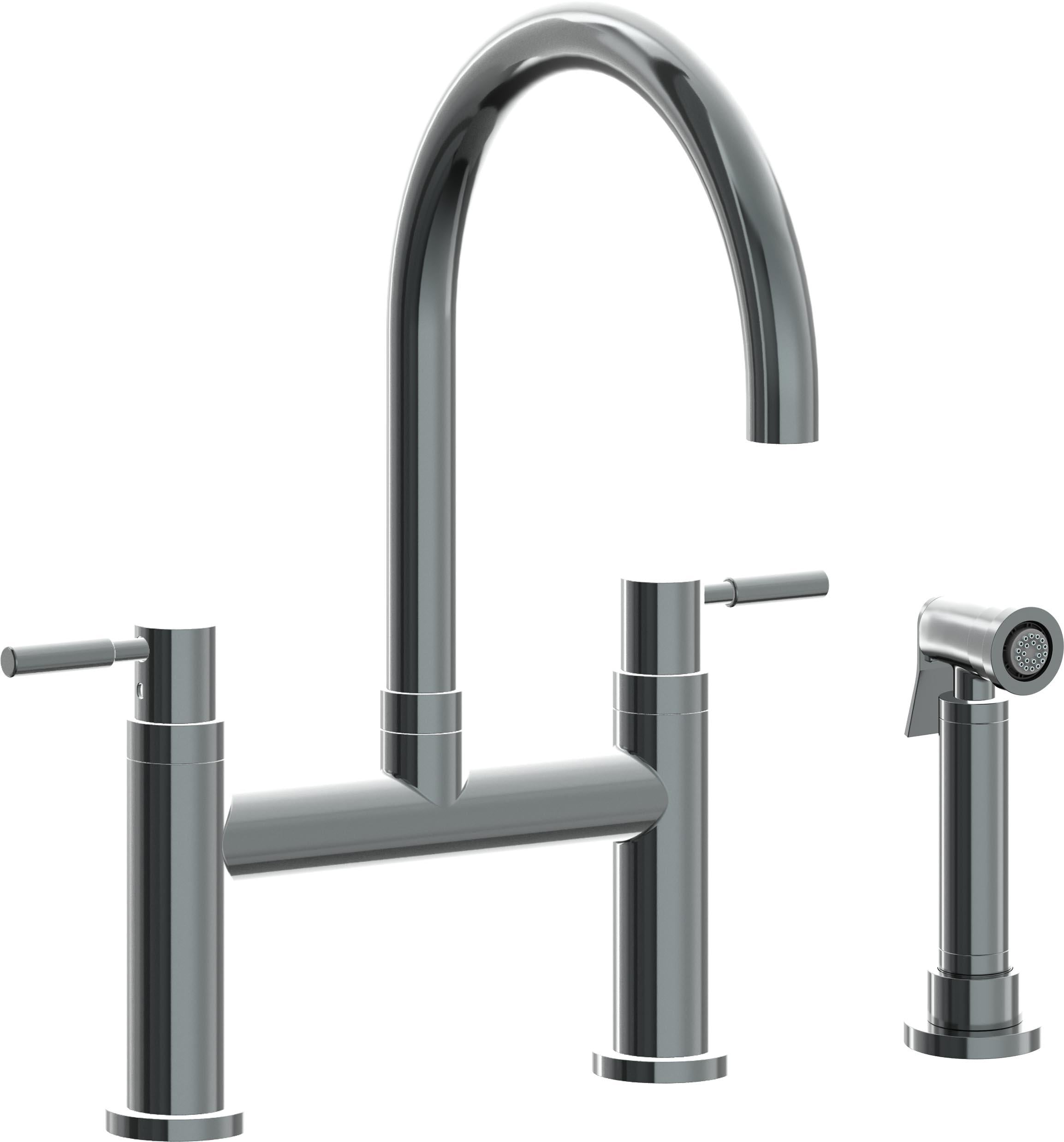 California Faucets Corsano Llave de Cocina Tipo Puente Contemporanea con Rociador Lateral - Pico en Arco - Níquel Negro