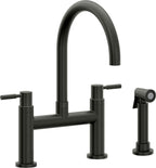 California Faucets Corsano Llave de Cocina Tipo Puente Contemporanea con Rociador Lateral - Pico en Arco - Bronce Bella Terra