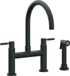 California Faucets Corsano Llave de Cocina Tipo Puente Contemporanea con Rociador Lateral - Pico en Arco - Carbón