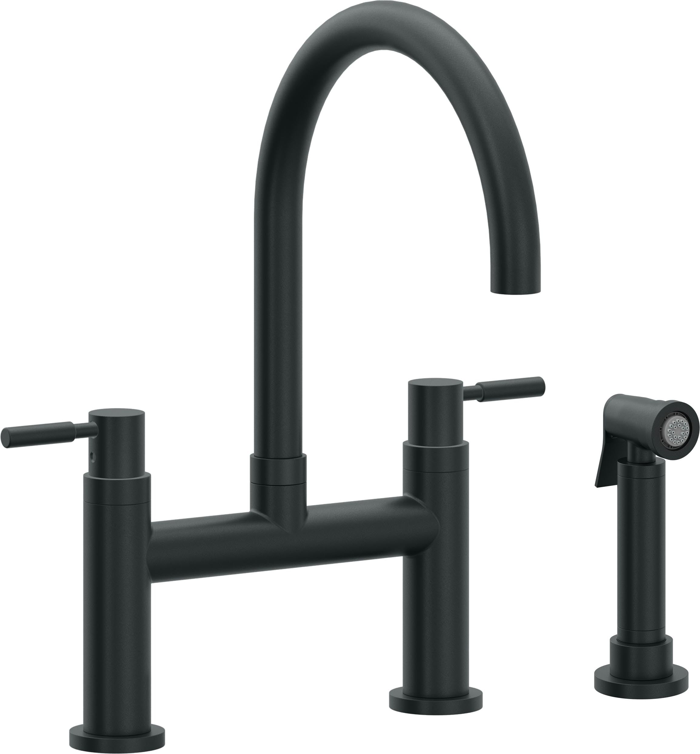 California Faucets Corsano Llave de Cocina Tipo Puente Contemporanea con Rociador Lateral - Pico en Arco - Carbón