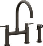 California Faucets Corsano Llave de Cocina Tipo Puente Contemporanea con Rociador Lateral - Pico en Arco - Bronce Oscuro