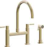 California Faucets Corsano Llave de Cocina Tipo Puente Contemporanea con Rociador Lateral - Pico en Arco - Latón Pulido