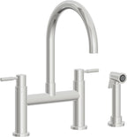 California Faucets Corsano Llave de Cocina Tipo Puente Contemporanea con Rociador Lateral - Pico en Arco - Cromo Pulido