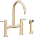 California Faucets Corsano Llave de Cocina Tipo Puente Contemporanea con Rociador Lateral - Pico en Arco - Latón Satinado