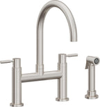 California Faucets Corsano Llave de Cocina Tipo Puente Contemporanea con Rociador Lateral - Pico en Arco - Acero Inoxidable Ultra