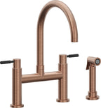 California Faucets Corsano Llave de Cocina Tipo Puente Contemporanea con Rociador Lateral - Pico en Arco - Cobre Antiguo Mate