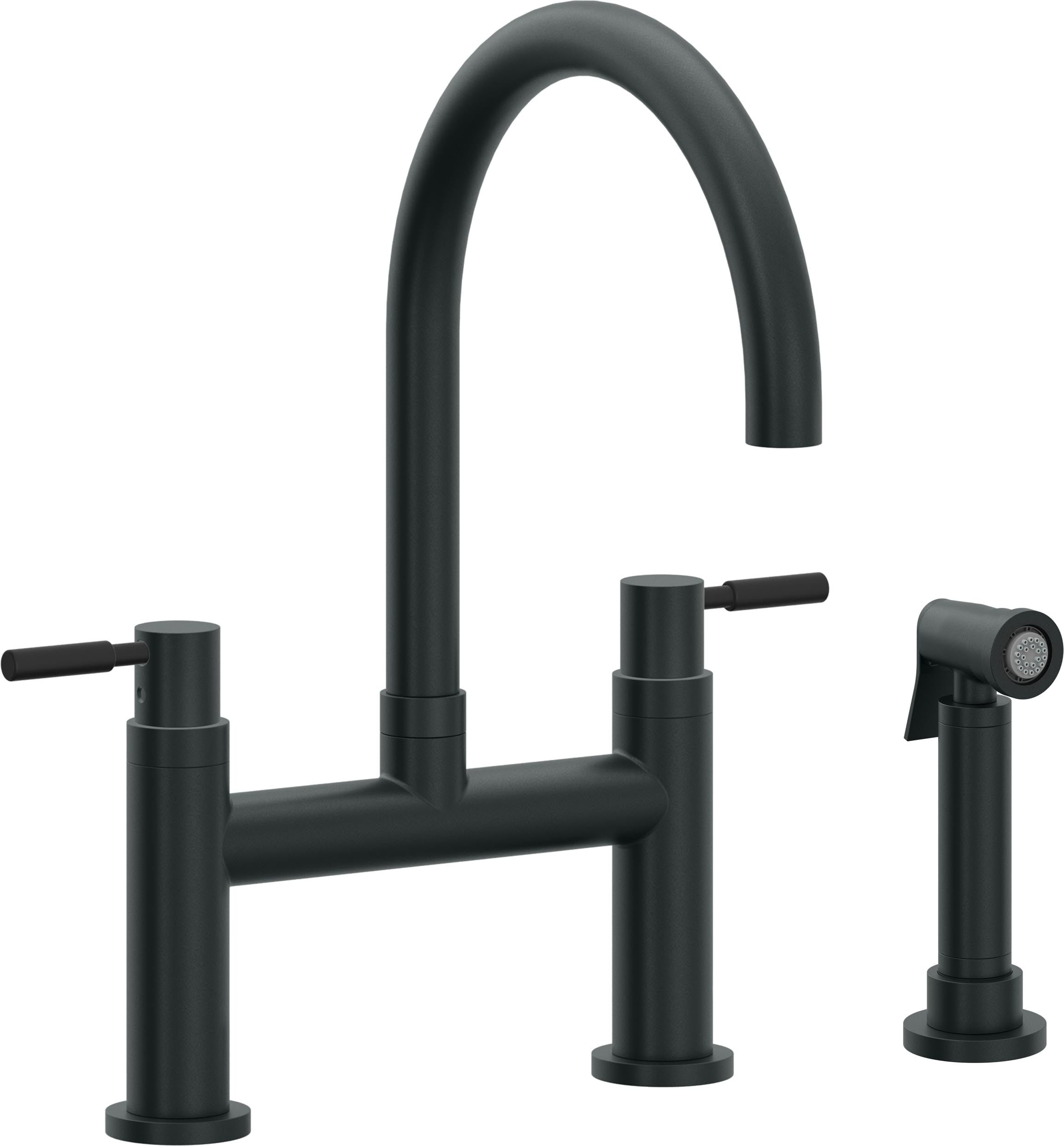 California Faucets Corsano Llave de Cocina Tipo Puente Contemporanea con Rociador Lateral - Pico en Arco - Carbón