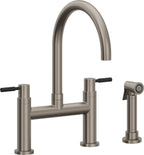 California Faucets Corsano Llave de Cocina Tipo Puente Contemporanea con Rociador Lateral - Pico en Arco - Grafito