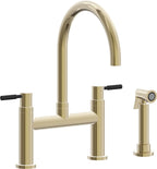 California Faucets Corsano Llave de Cocina Tipo Puente Contemporanea con Rociador Lateral - Pico en Arco - Latón Pulido