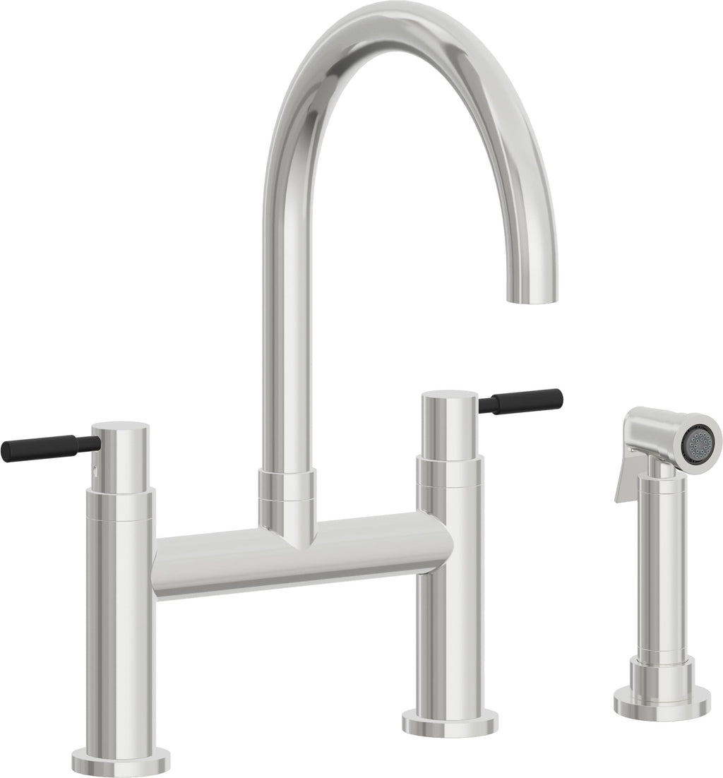 California Faucets Corsano Llave de Cocina Tipo Puente Contemporanea con Rociador Lateral - Pico en Arco - Cromo Pulido