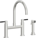 California Faucets Corsano Llave de Cocina Tipo Puente Contemporanea con Rociador Lateral - Pico en Arco - Cromo Pulido