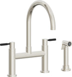 California Faucets Corsano Llave de Cocina Tipo Puente Contemporanea con Rociador Lateral - Pico en Arco - Níquel Pulido