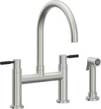 California Faucets Corsano Llave de Cocina Tipo Puente Contemporanea con Rociador Lateral - Pico en Arco - Cromo Satinado