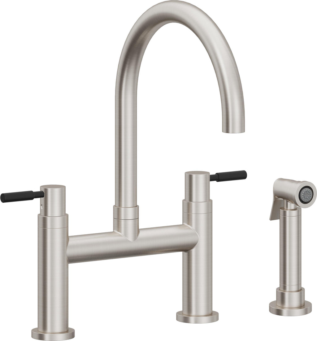 California Faucets Corsano Llave de Cocina Tipo Puente Contemporanea con Rociador Lateral - Pico en Arco - Acero Inoxidable Ultra