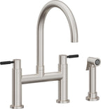 California Faucets Corsano Llave de Cocina Tipo Puente Contemporanea con Rociador Lateral - Pico en Arco - Acero Inoxidable Ultra