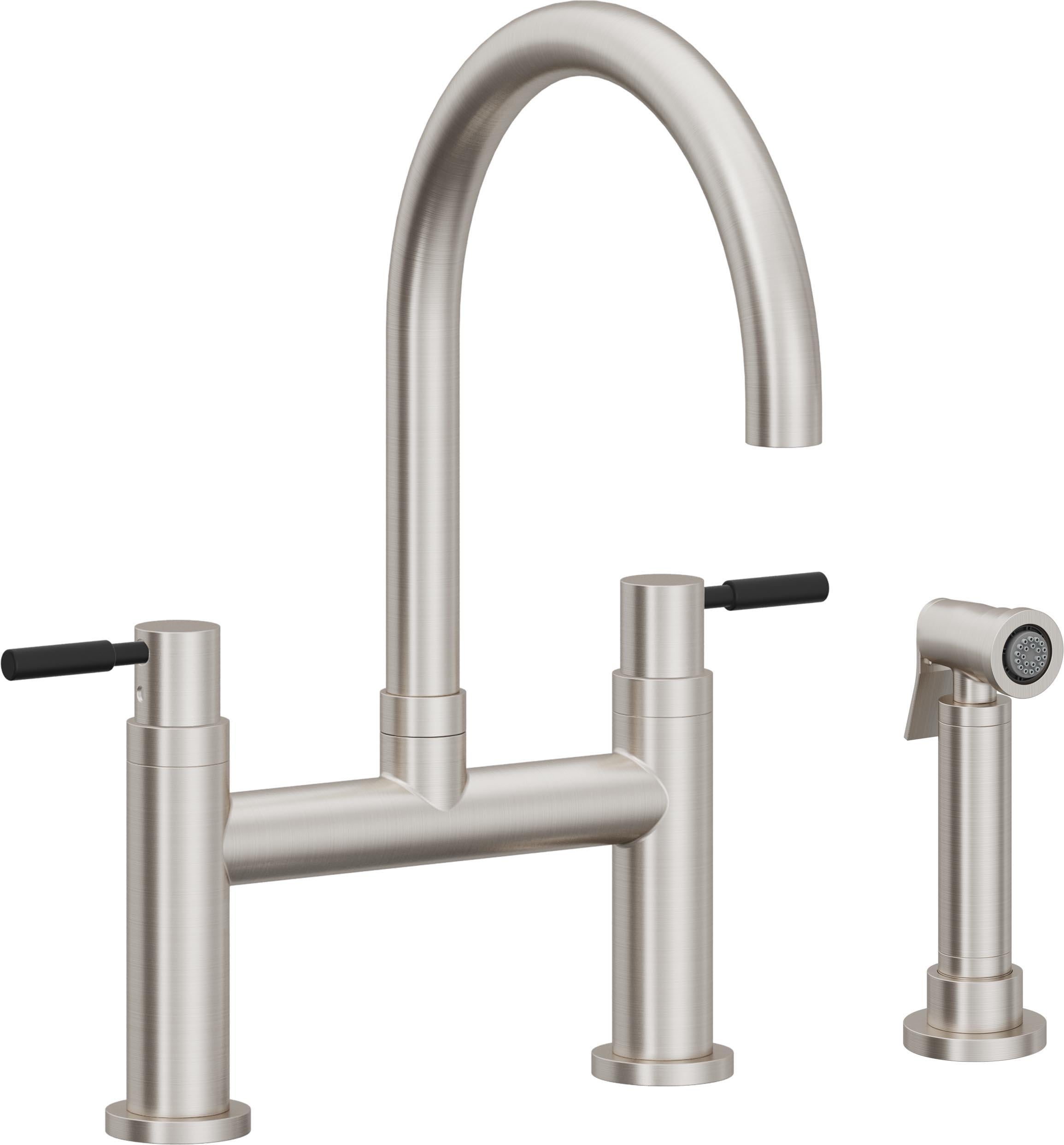 California Faucets Corsano Llave de Cocina Tipo Puente Contemporanea con Rociador Lateral - Pico en Arco - Acero Inoxidable Ultra