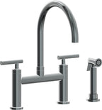 California Faucets Corsano Llave de Cocina Tipo Puente Contemporanea con Rociador Lateral - Pico en Arco - Níquel Negro