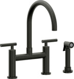 California Faucets Corsano Llave de Cocina Tipo Puente Contemporanea con Rociador Lateral - Pico en Arco - Bronce Bella Terra
