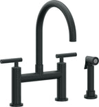 California Faucets Corsano Llave de Cocina Tipo Puente Contemporanea con Rociador Lateral - Pico en Arco - Carbón