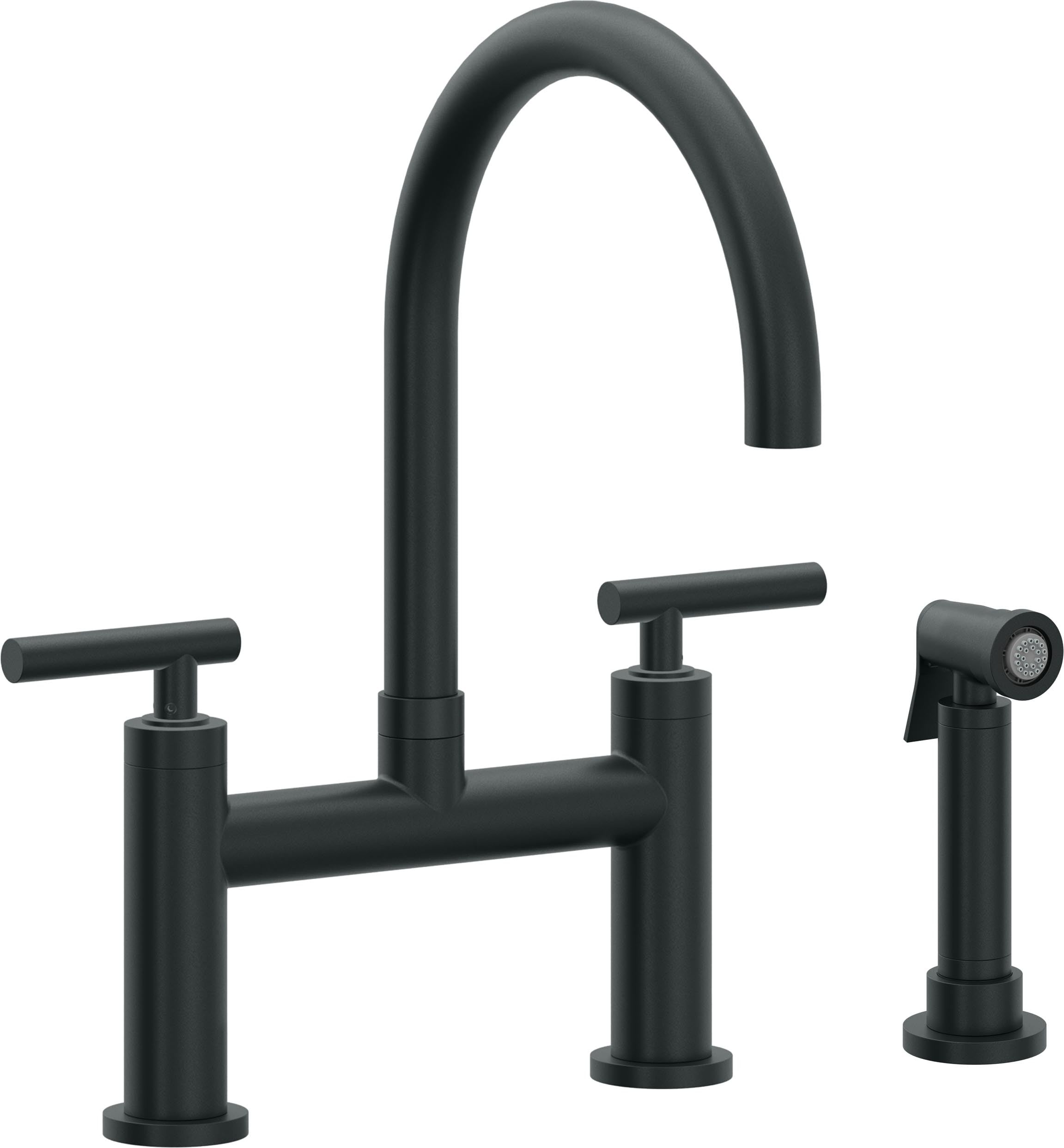 California Faucets Corsano Llave de Cocina Tipo Puente Contemporanea con Rociador Lateral - Pico en Arco - Carbón