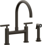 California Faucets Corsano Llave de Cocina Tipo Puente Contemporanea con Rociador Lateral - Pico en Arco - Bronce Oscuro