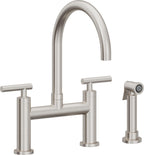 California Faucets Corsano Llave de Cocina Tipo Puente Contemporanea con Rociador Lateral - Pico en Arco - Acero Inoxidable Ultra