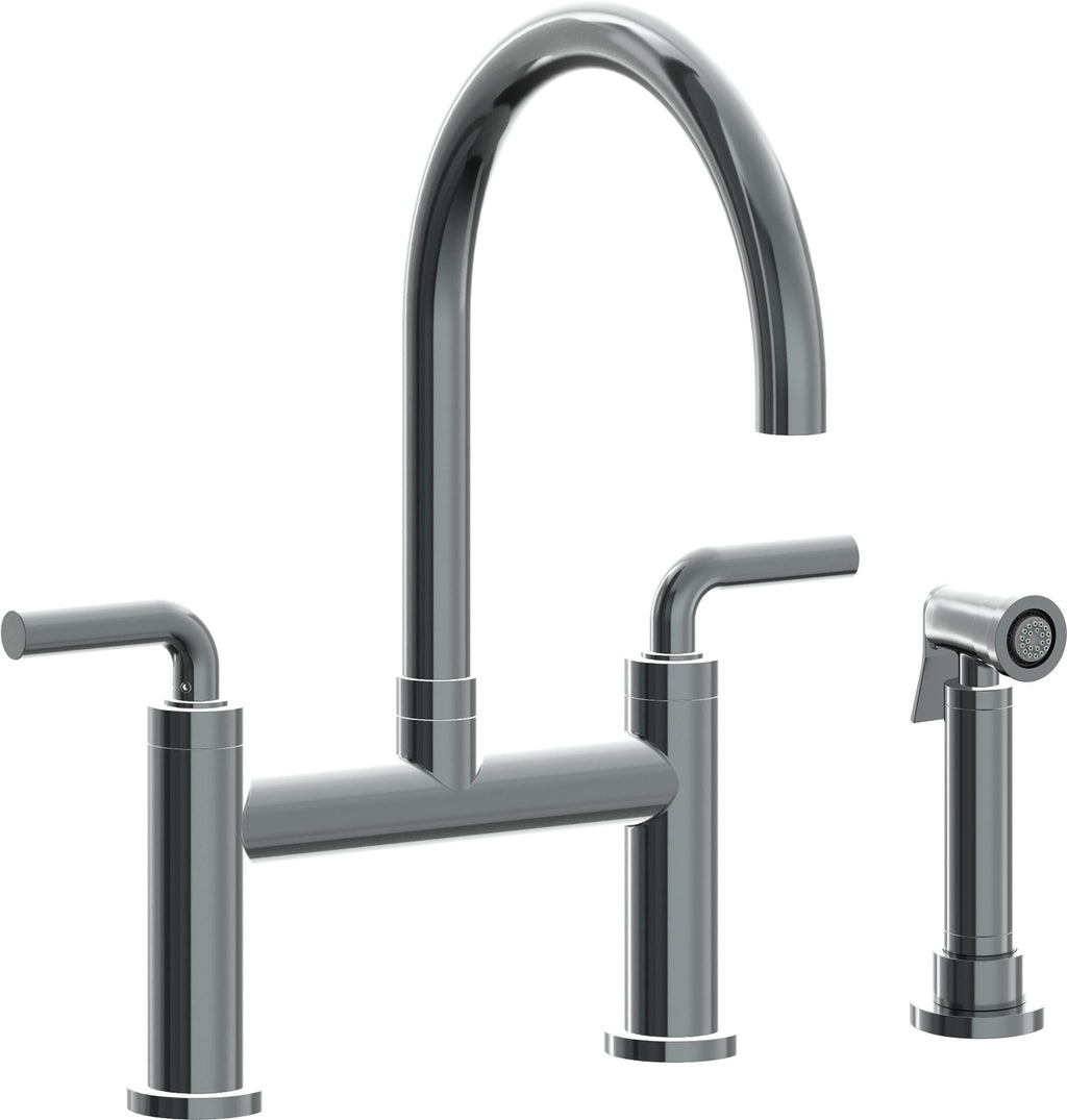 California Faucets Corsano Llave de Cocina Tipo Puente Contemporanea con Rociador Lateral - Pico en Arco - Níquel Negro
