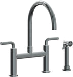 California Faucets Corsano Llave de Cocina Tipo Puente Contemporanea con Rociador Lateral - Pico en Arco - Níquel Negro