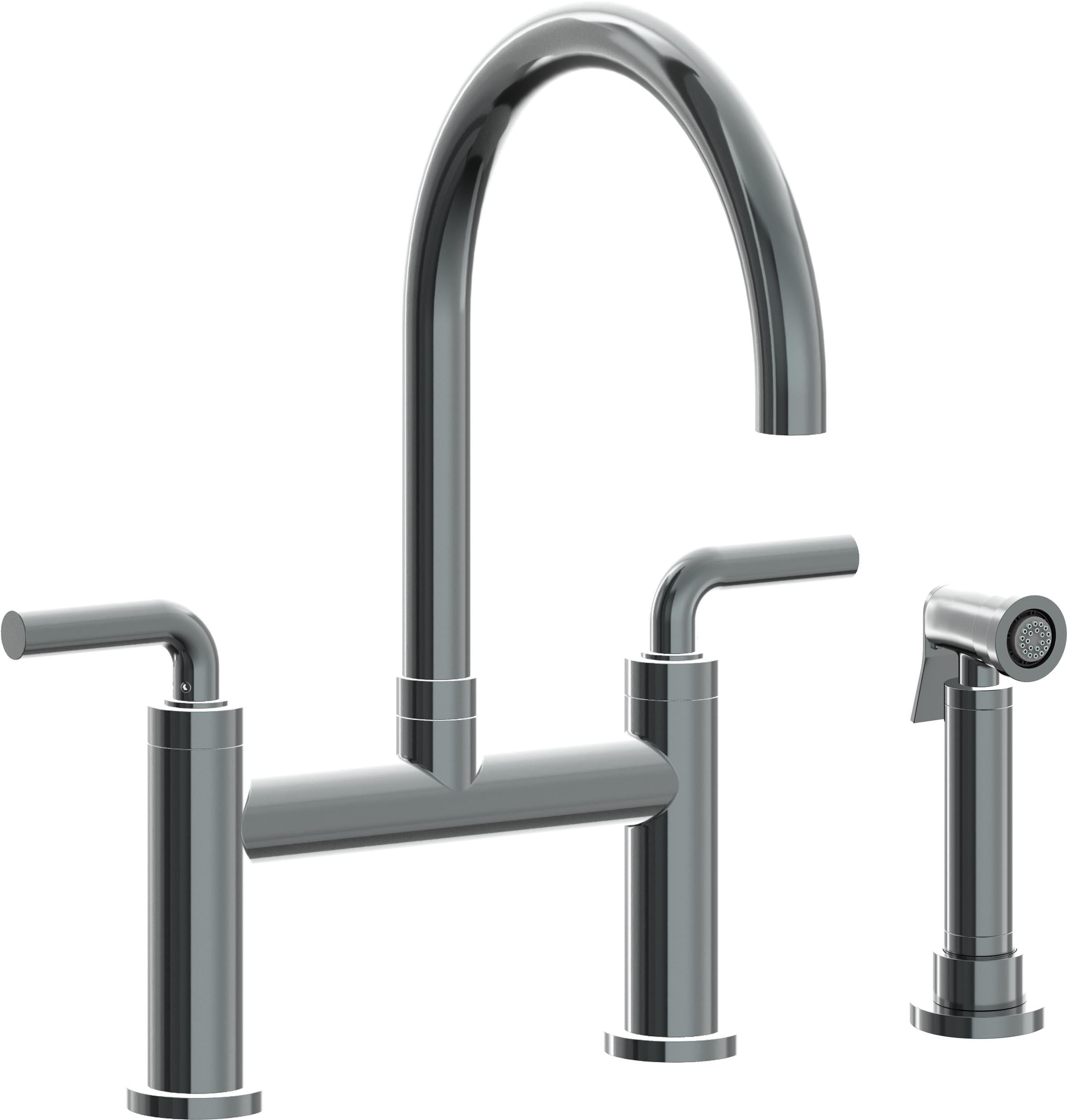 California Faucets Corsano Llave de Cocina Tipo Puente Contemporanea con Rociador Lateral - Pico en Arco - Níquel Negro