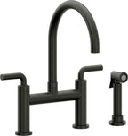 California Faucets Corsano Llave de Cocina Tipo Puente Contemporanea con Rociador Lateral - Pico en Arco - Bronce Bella Terra