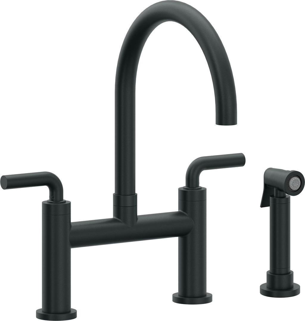 California Faucets Corsano Llave de Cocina Tipo Puente Contemporanea con Rociador Lateral - Pico en Arco - Carbón