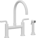 California Faucets Corsano Llave de Cocina Tipo Puente Contemporanea con Rociador Lateral - Pico en Arco - Blanco Mate